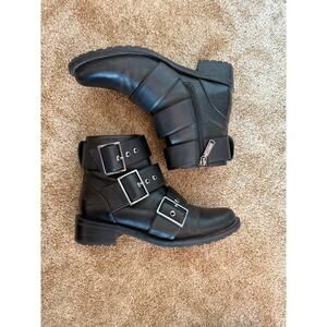 Blondo Strap and Buckle Leather Moto Ankle Boots Casual Punk Grunge Streetwear